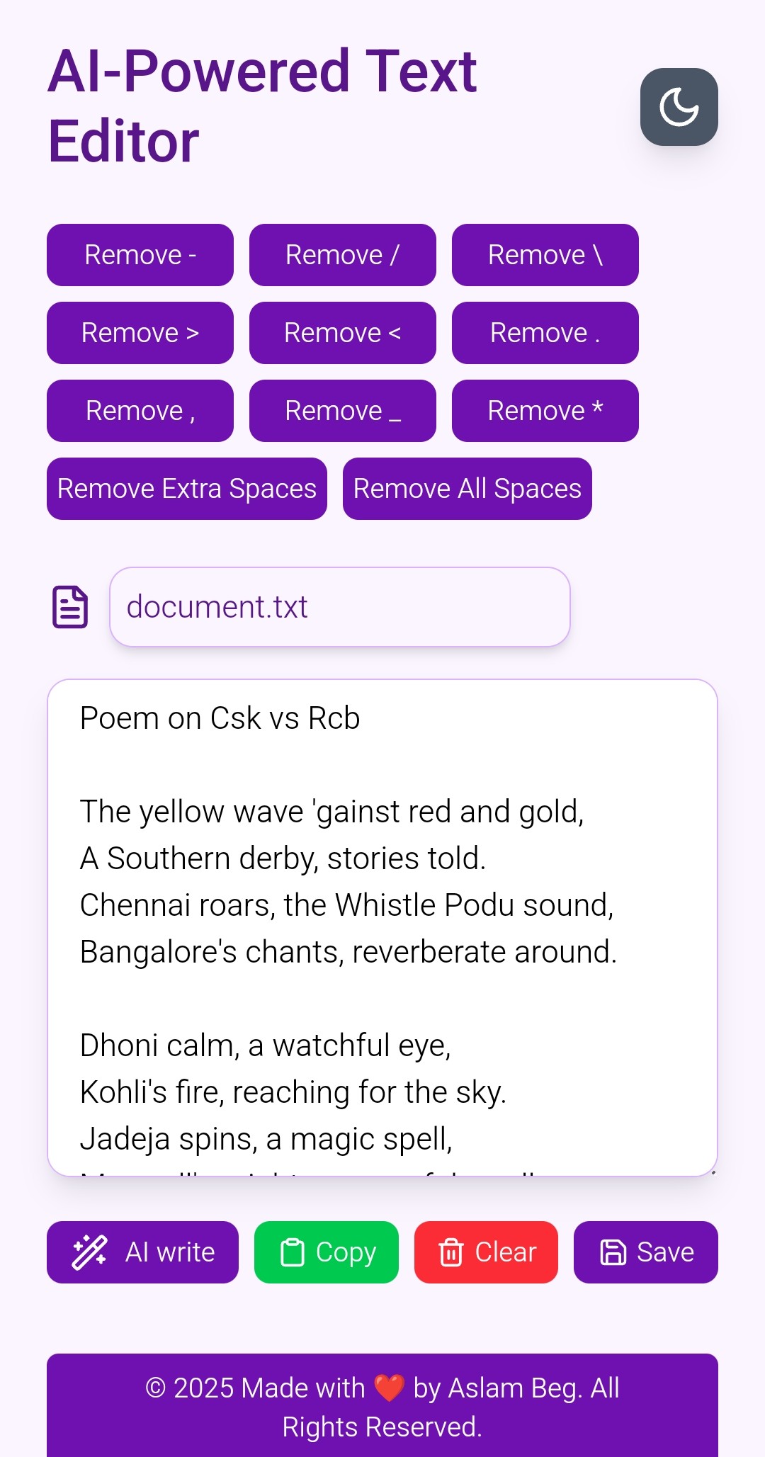 Rich AI Text Editor